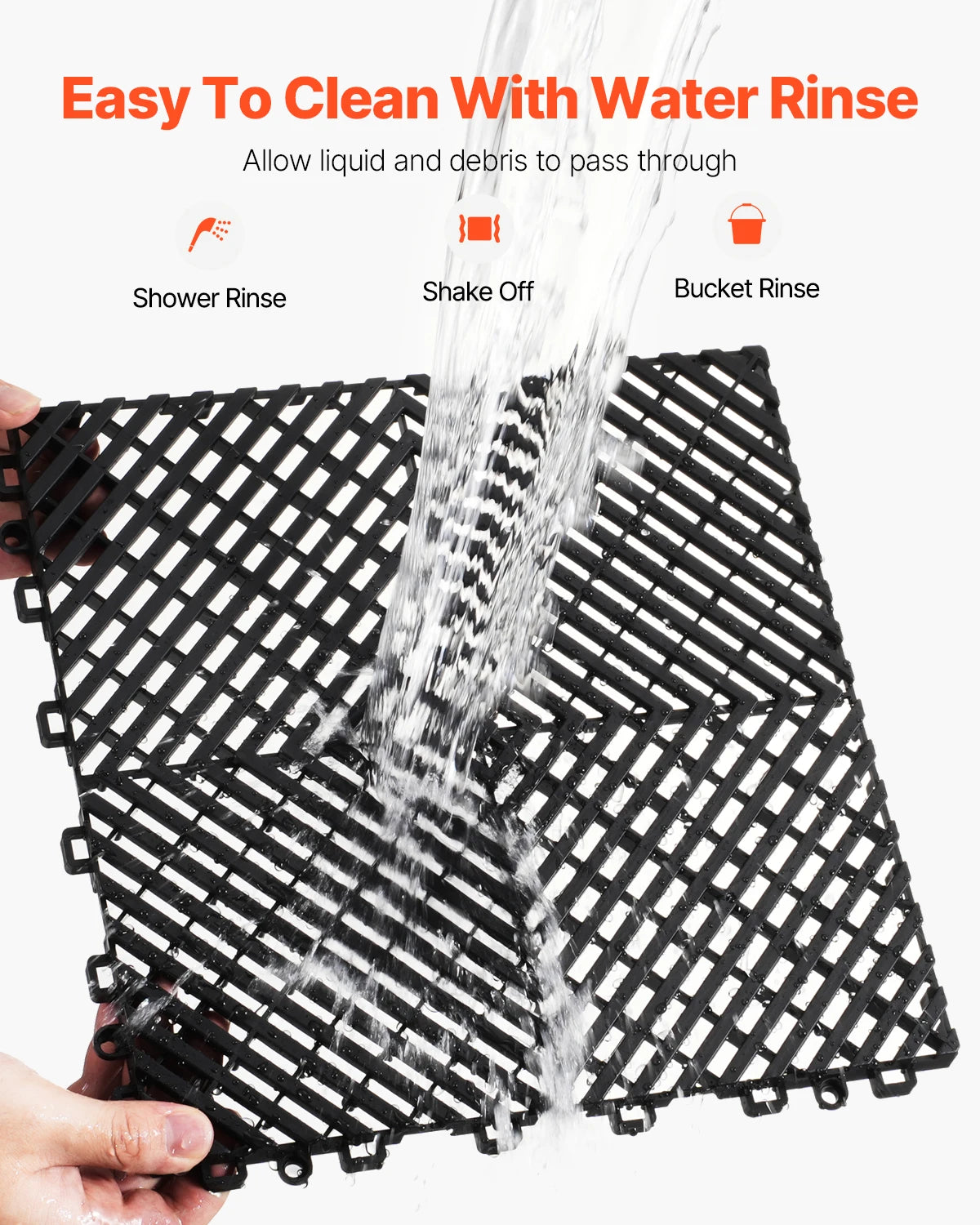 Interlocking Drainage Floor Mats 12x12in Non-Slip Modular Tiles