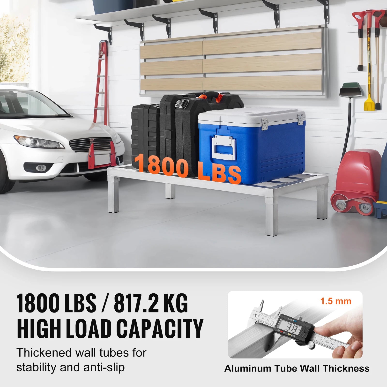 Ράφι Αλουμινίου για Αποθήκευση Βάρους 1800 lb, 8" Ύψος από το Δάπεδο