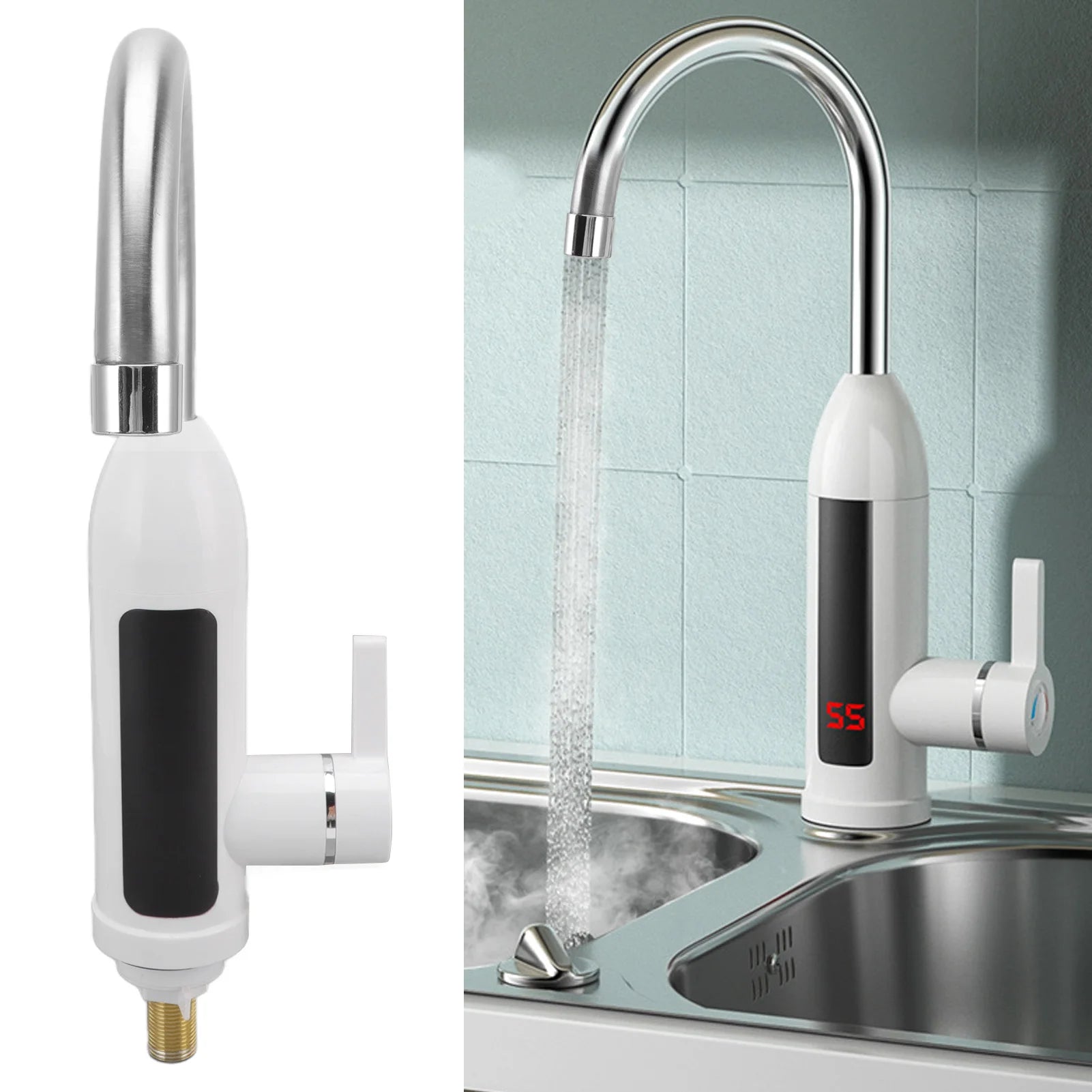 Instant Hot Water Faucet 3000W Tankless Heater with Display
