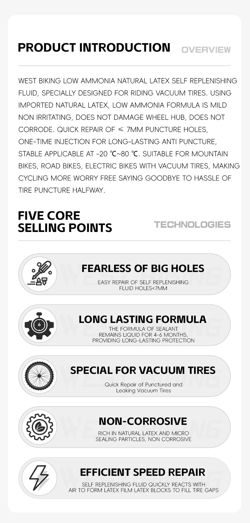 WEST BIKING Latex Tubeless Dækforsegler
