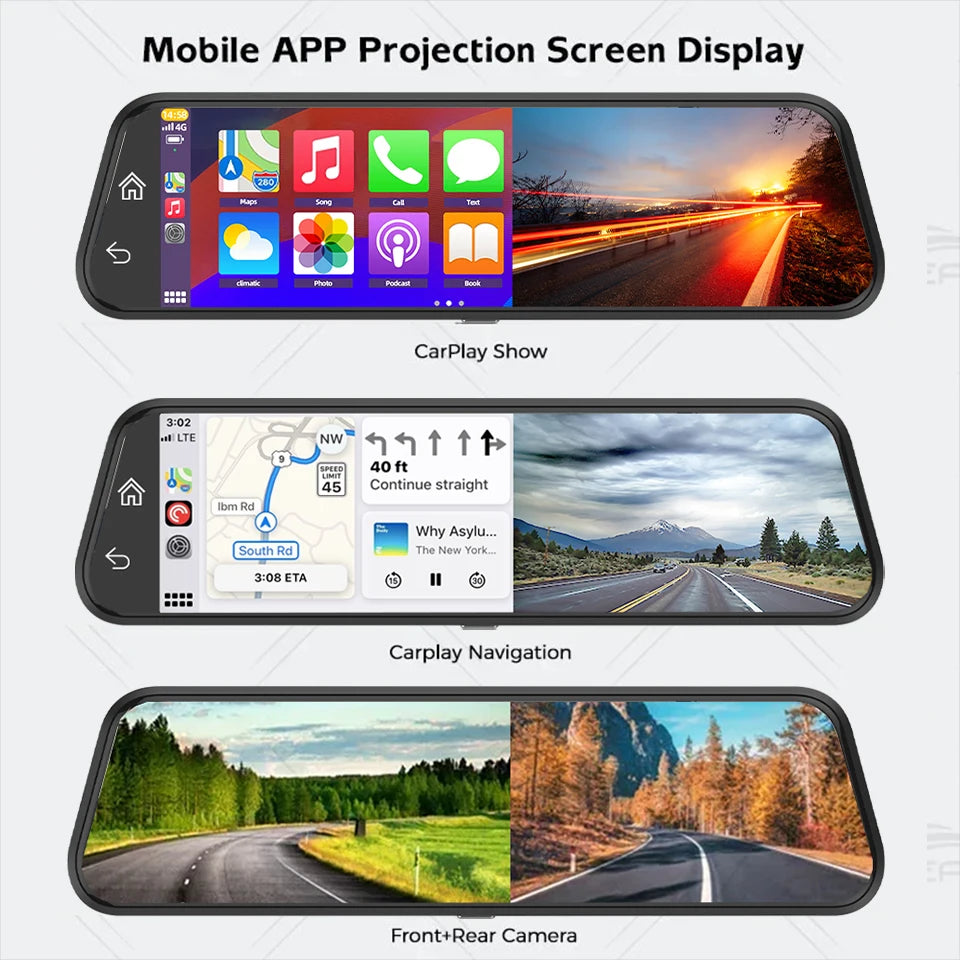 4K Touch Screen Car Dash Cam with Rear Camera