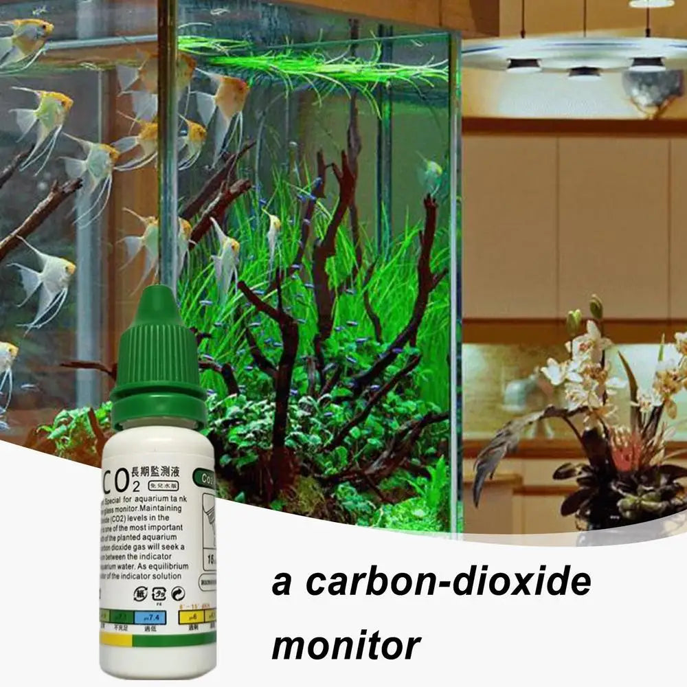 Aquarium CO2 Indicator Solution 15ml Fish Tank Long-Term Monitor CO2 Test PH Liquid ForAquatic Plants (Used with Drop Checker)