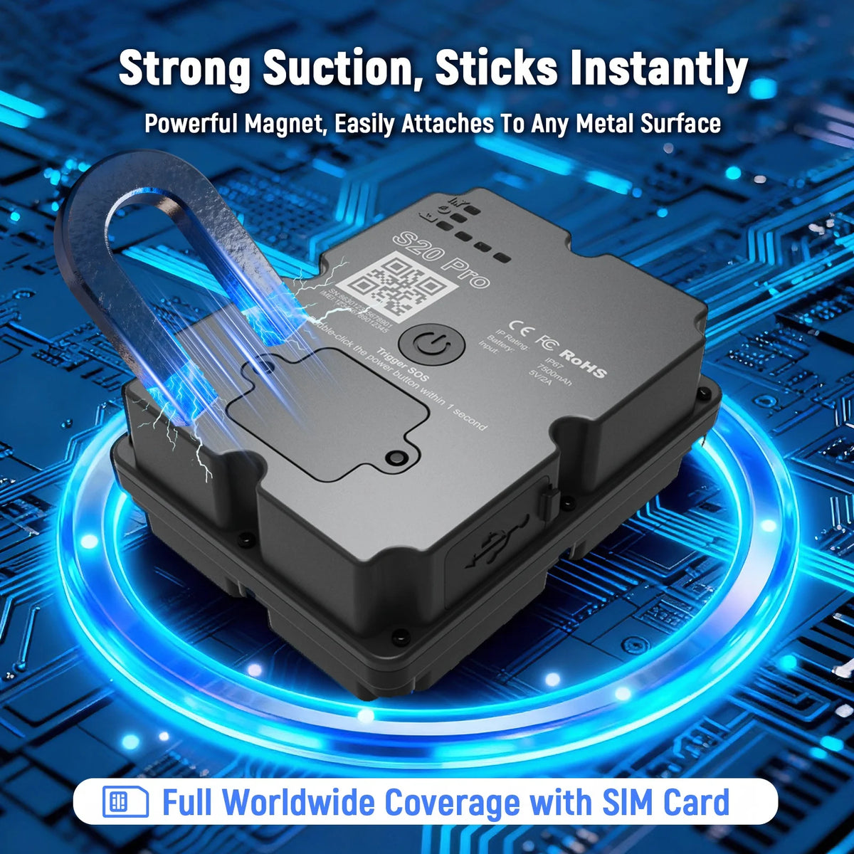 Rastreador GPS magnético recargable S20 Pro