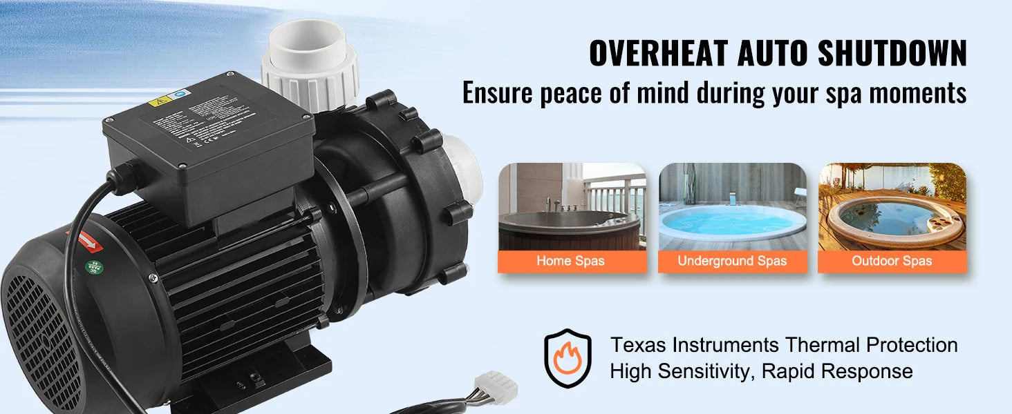 SucceBuy 2 Speed SPA Pump 48/56-Frame AC110-120V SPA Pump 1.5HP/3HP/4HP High Speed 2'' Port 90° Rotational Interface for Hot Tub