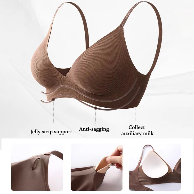 Bralette sans couture à col en V et sans armatures