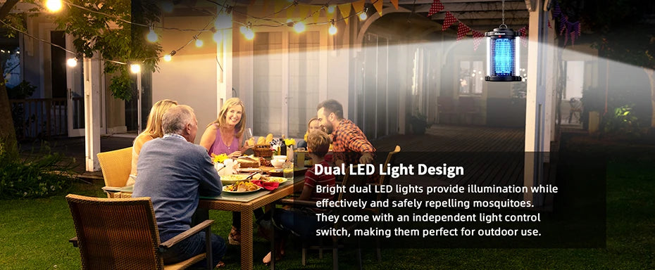 Électrocuteur d'insectes extérieur avec double lumière LED Piège à moustiques 4200V