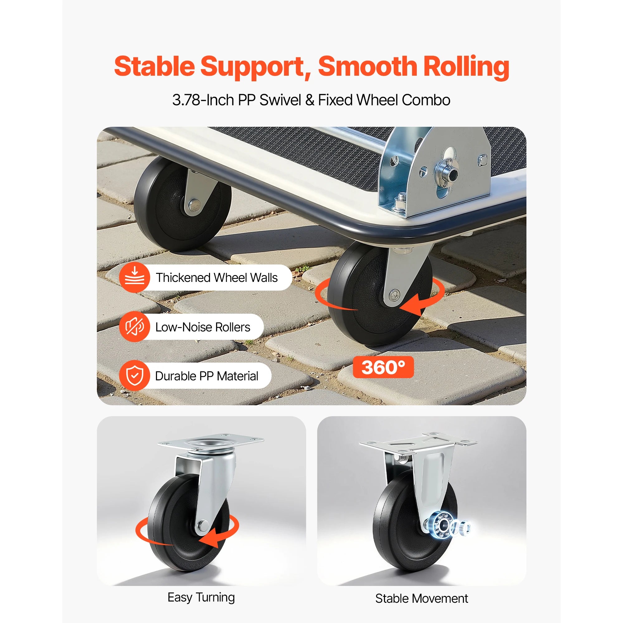 SucceBuy 330/660 lbs Foldable Push Cart Dolly with Swivel Wheels Moving Platform Truck Push Handle Flatbed Cart for Easy Storage