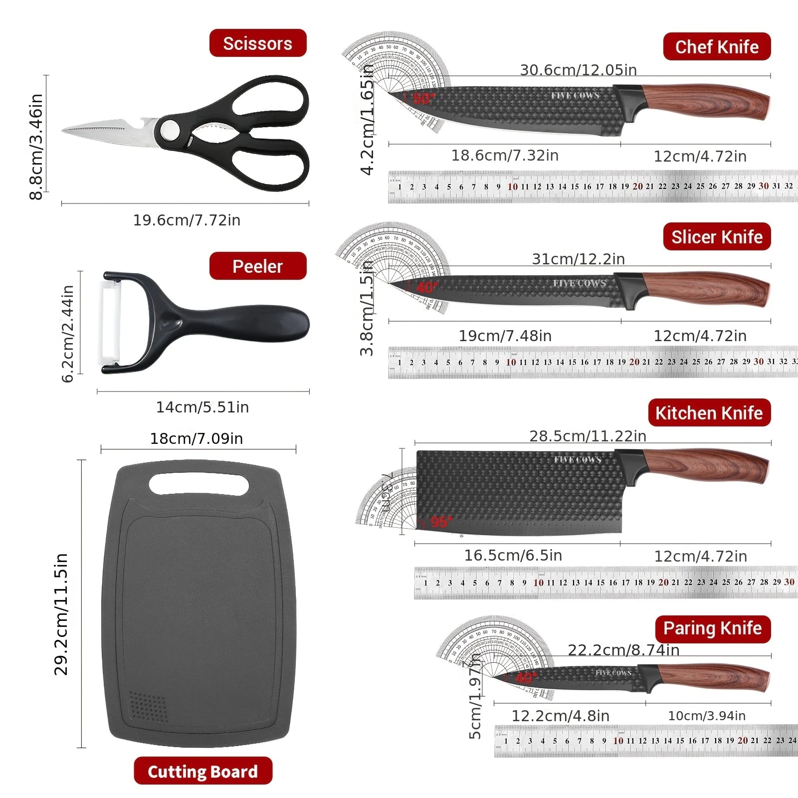 6-Piece Stainless Steel Kitchen Knife Set with Gift Box