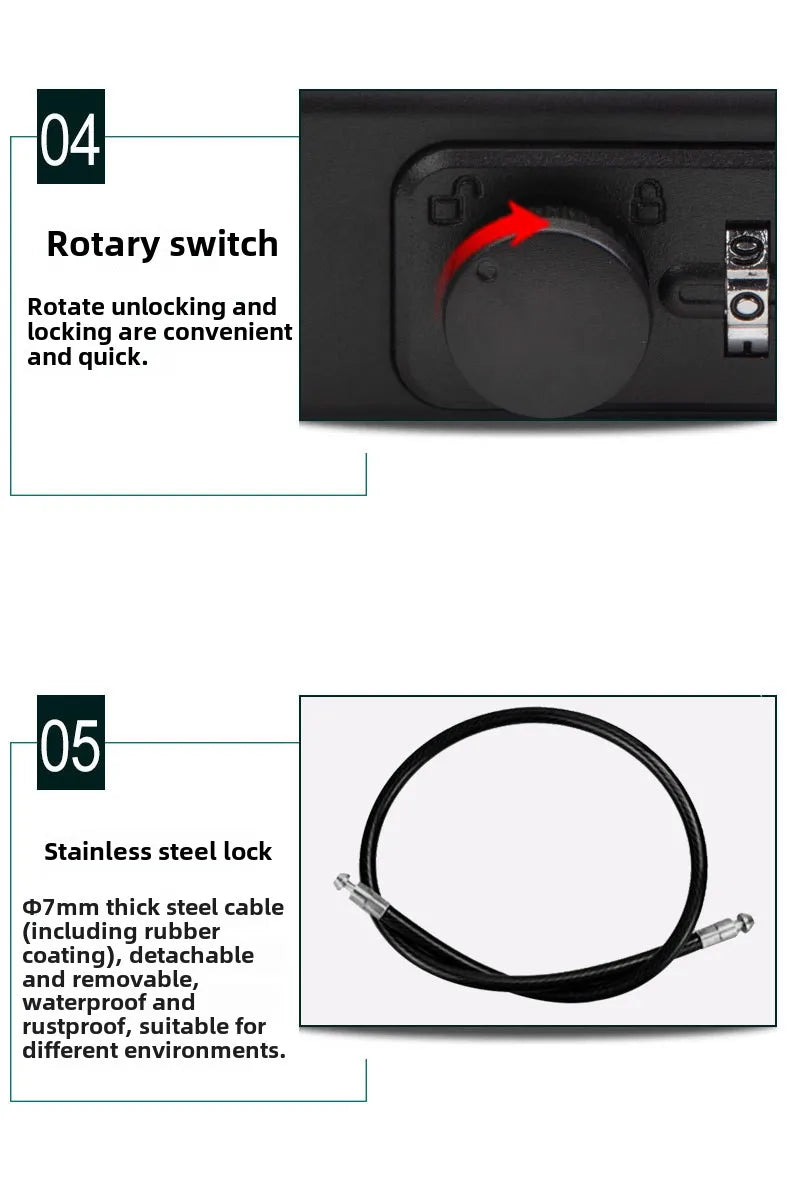 Portable Outdoor Lockbox with Cable & Code for Keys and Valuables