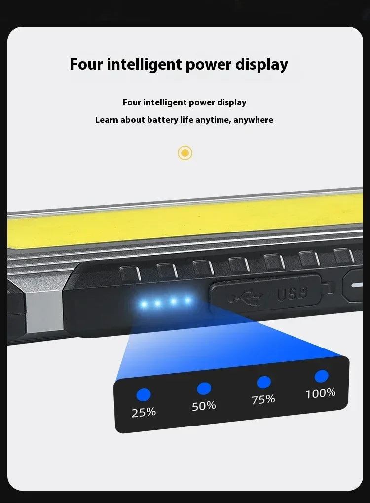 Waterproof with Magnet Flashlight Portable COB Work Light LED 4000mAh Flashlights Multimode 18650 Camping Torch Light