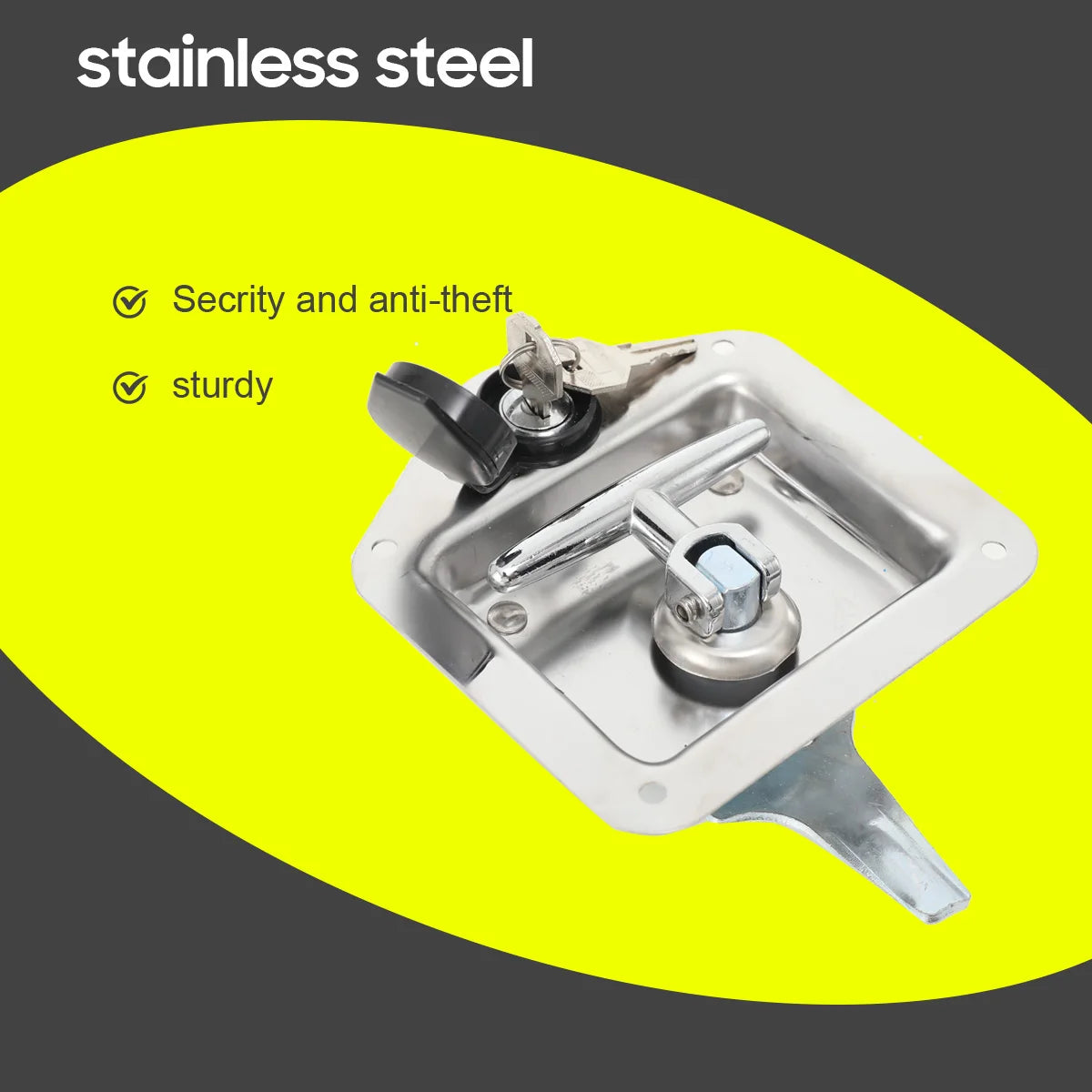 4Pcs 304 Stainless Steel Toolbox Locks with 8 Keys, T-Handle Case Lock 170x120x65mm for Storage Box and Tool Chest – Dustproof Rubber Seal Included
