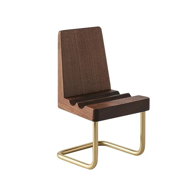 Wooden Chair-Style Desktop Phone Stand