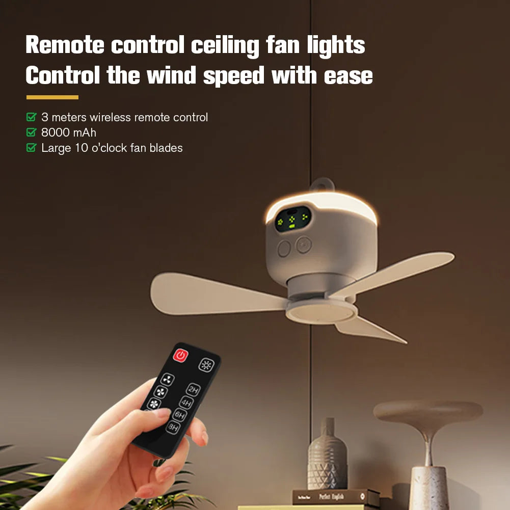 Rechargeable Wireless Camping Fan Light with Remote Control