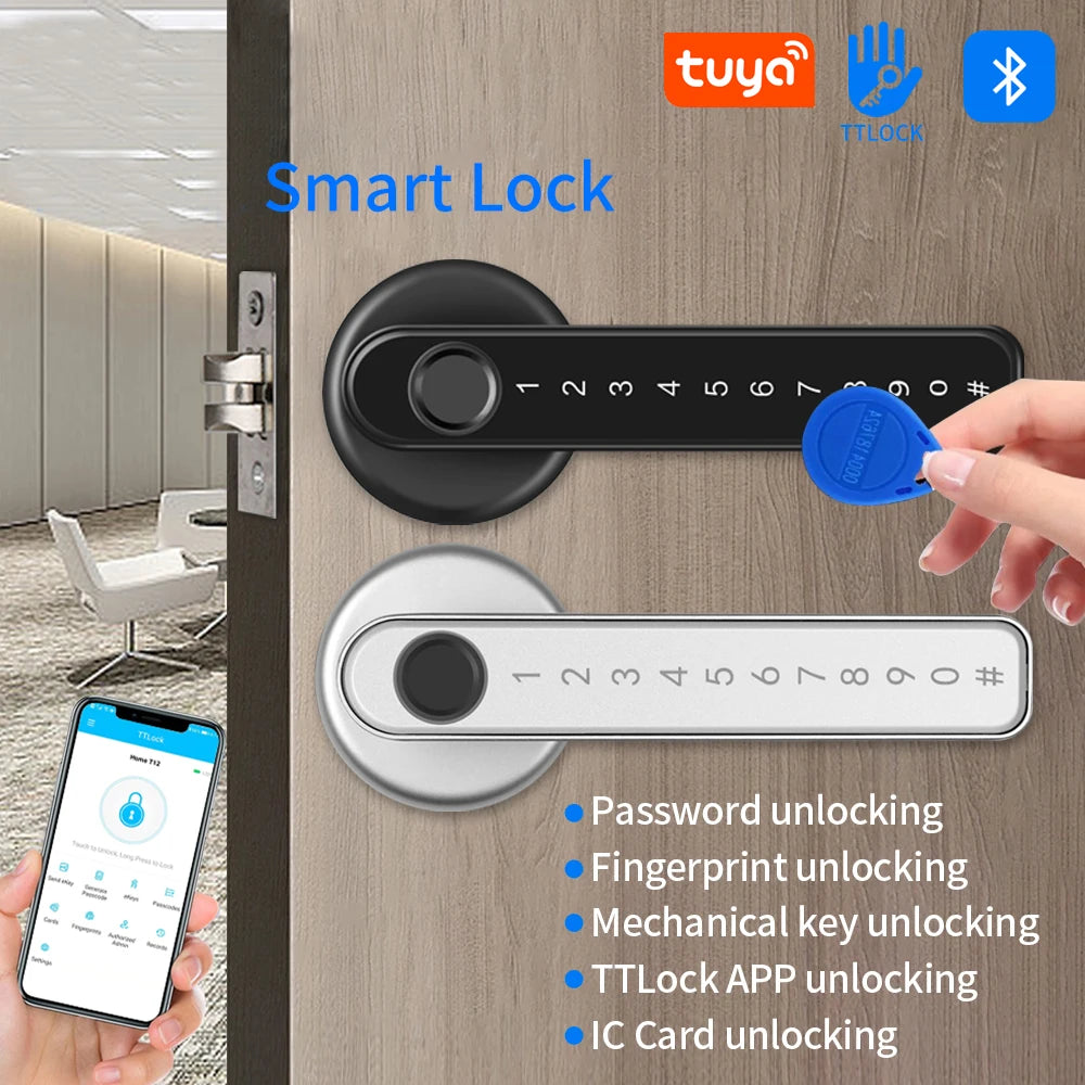 Bluetooth Fingerprint and Keypad Door Handle Lock