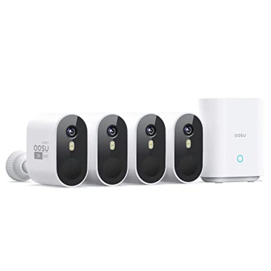 Outdoor Wireless Security Camera 4-Cam Kit, 2K Color Night Vision