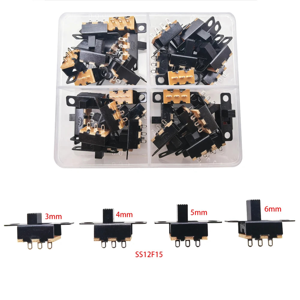 Conjunto de interruptores deslizantes SPDT em miniatura, 5 tipos
