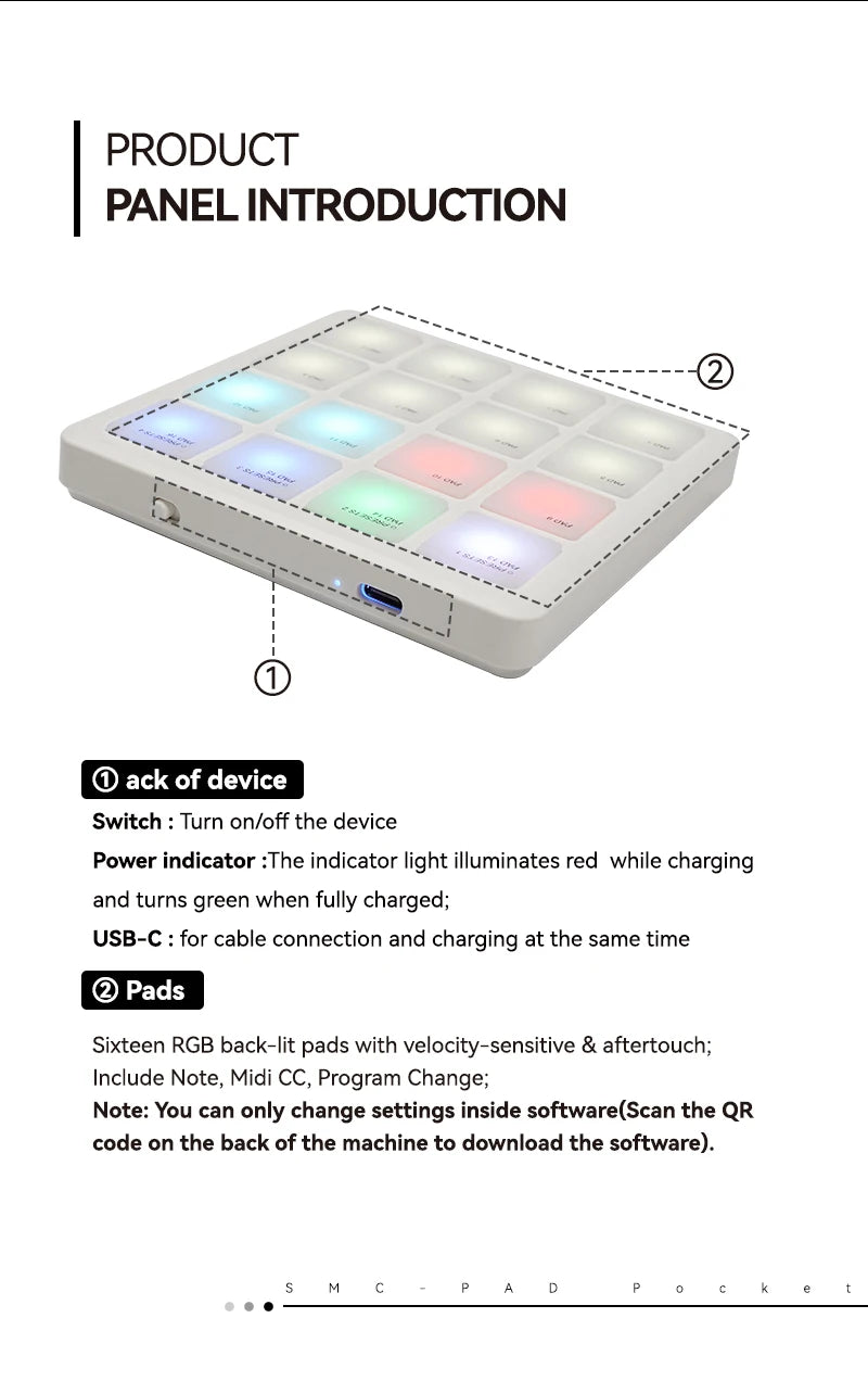 SK-16 draagbare MIDI-padcontroller