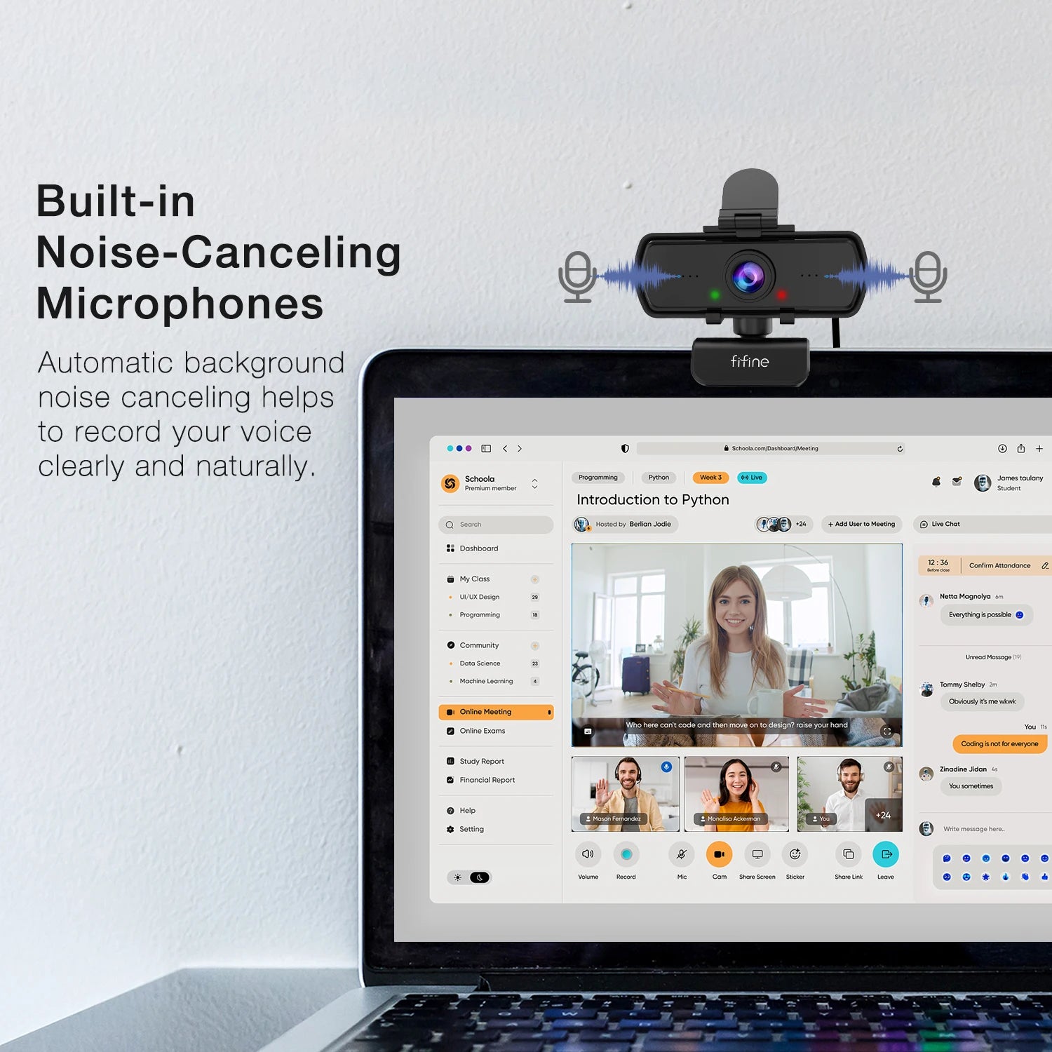 FIFINE 1440p Full HD PC webkamera s mikrofónom, statívom, pre USB stolný počítač a notebook, webkamera na živé vysielanie pre videohovory-K420