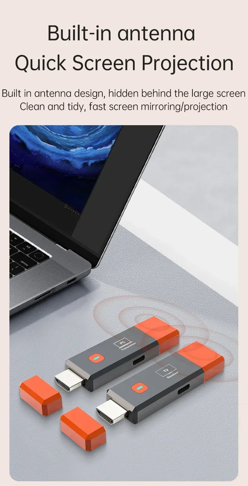 Wireless HDMI-Compatible Video Transmitter and Receiver Extender kit TV Stick Dongle Adapter For PC Camera Laptop To Monitor TV