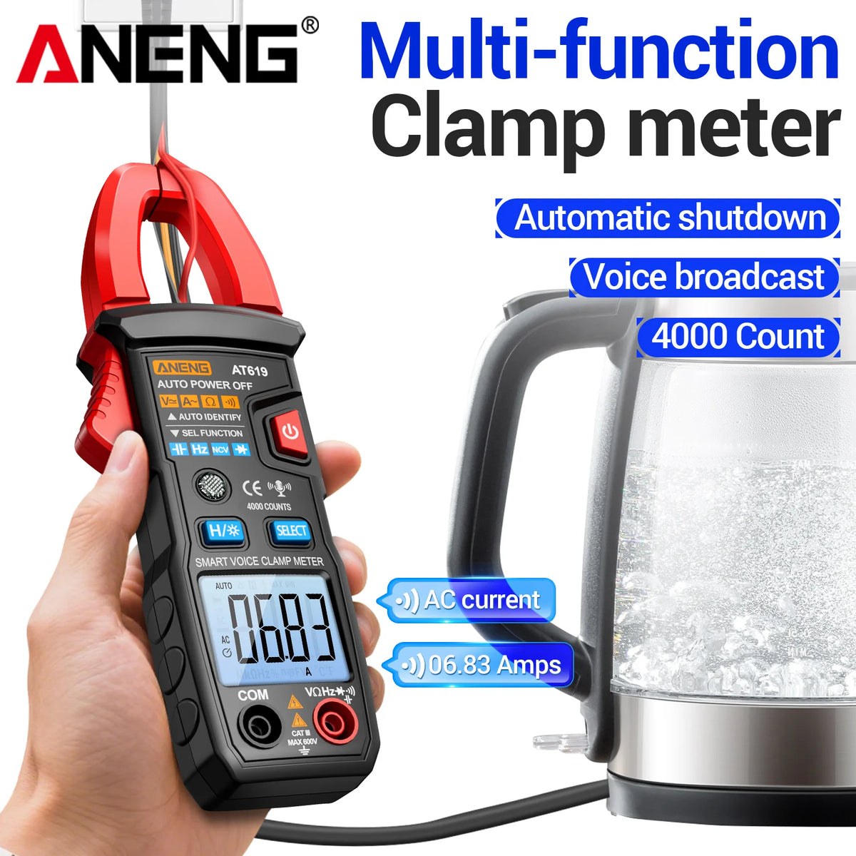 ANENG AT619 digital tangamperemeter, 600 V / 600 A