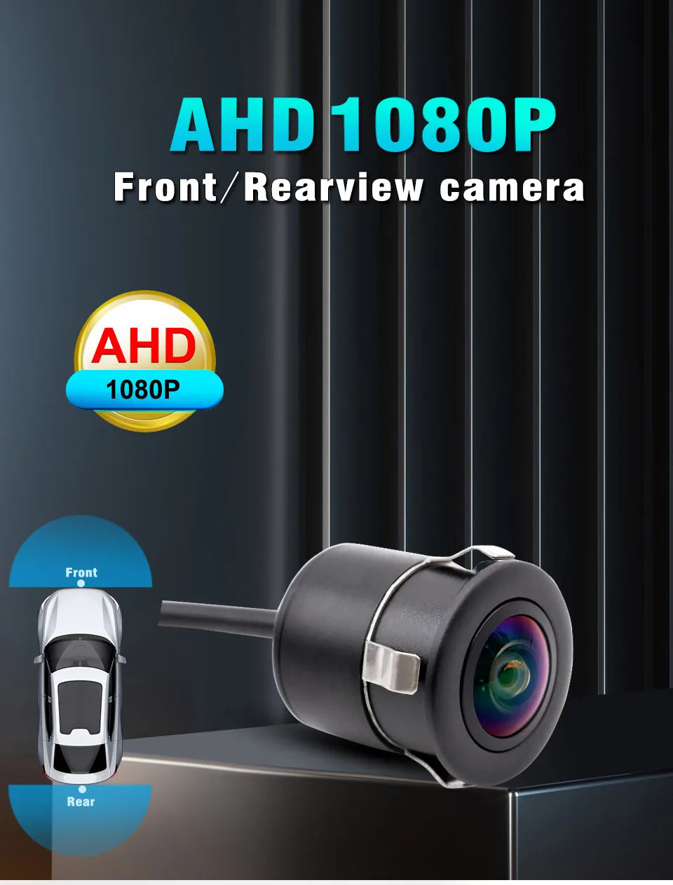 Car Front & Rear View Camera 1080P Wide Angle Night Vision Waterproof
