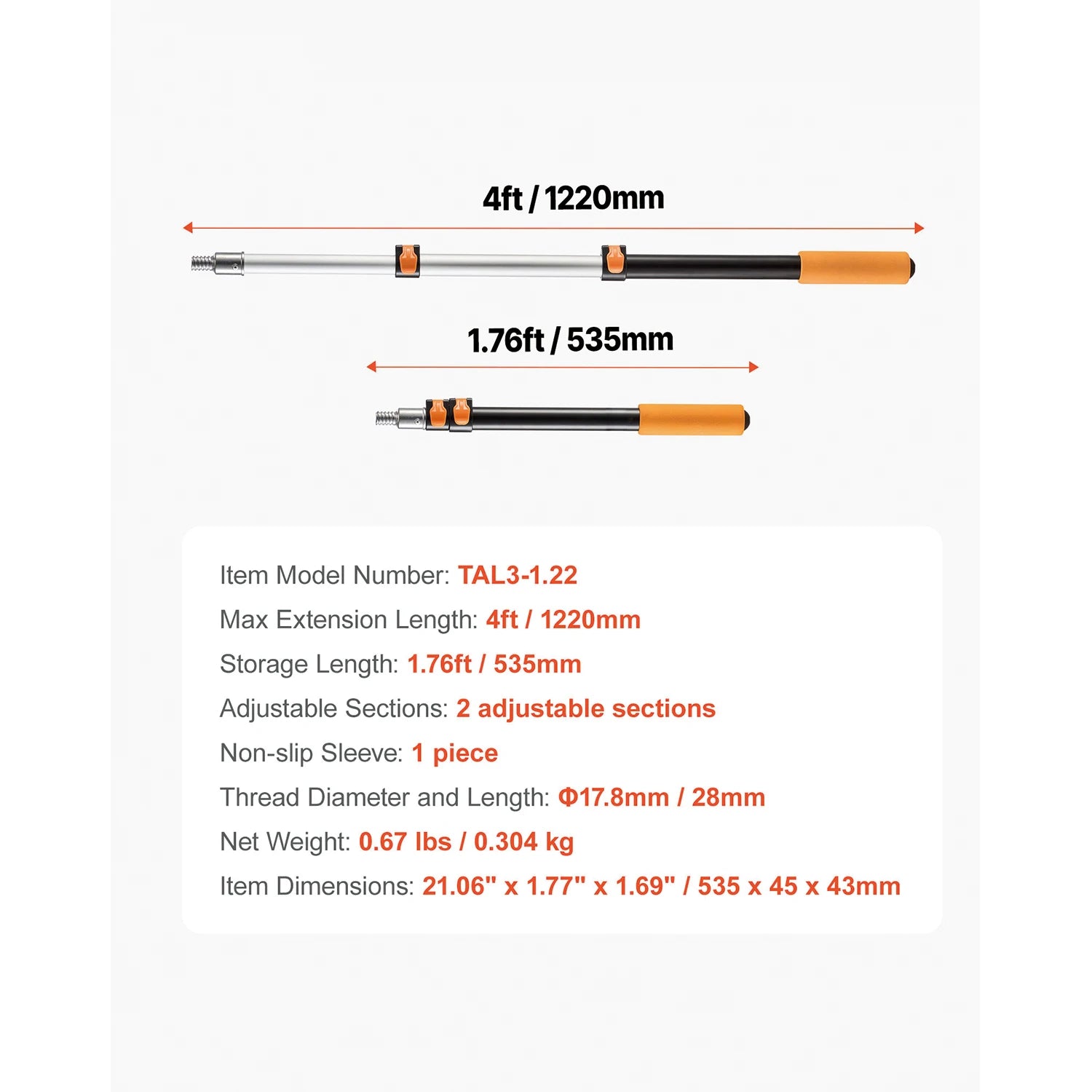 SucceBuy Telescopic Extension Pole Multi-Purpose Extendable Pole Sturdy Aluminum Alloy Paint Pole Extension Reach Roller Stick