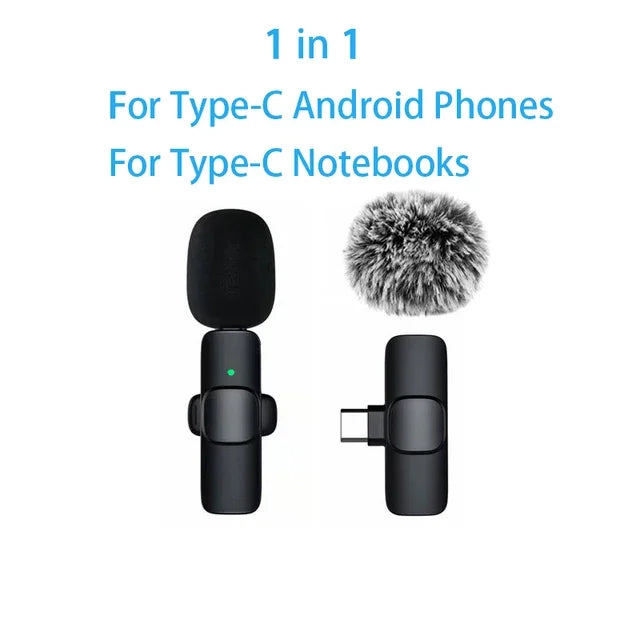 Trådløst lavalier-omvendt mikrofon mini slips støyreduksjon for iPhone 15/16/17 iPad Android Vlogging intervju - kompakt lydopptak