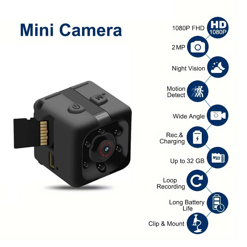 Mini 1080P Camera with Night Vision and Motion Activation