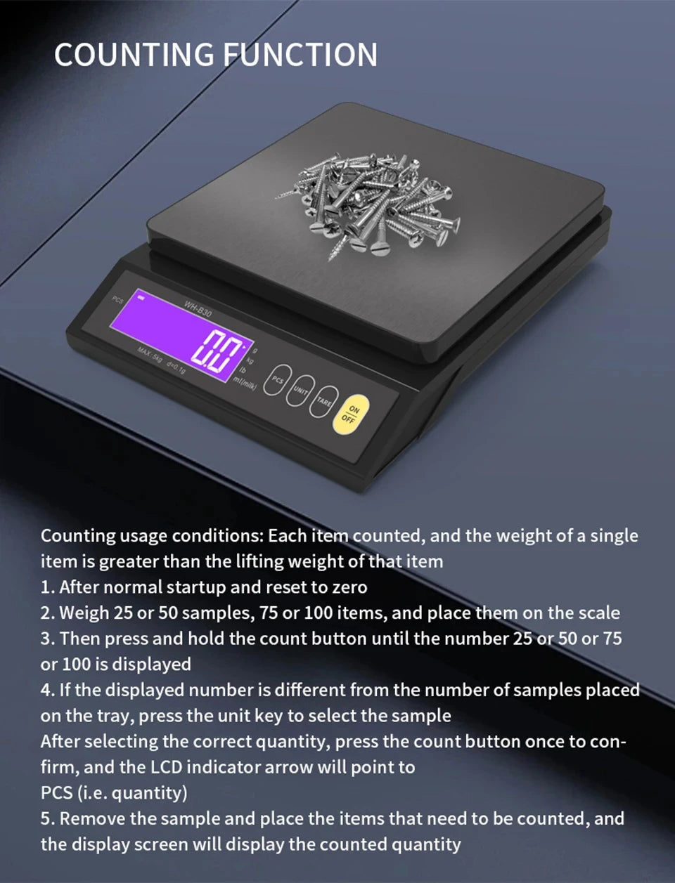 USB-Rechargeable Digital Kitchen Scale - Capacity Options