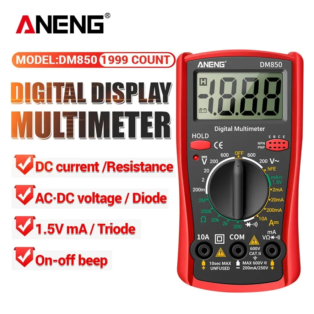 Digital Multimeter Professional 1999 Counts ANENG DM850 AC/DC Votage Current Tester Eletric Automatic Ohm Ammeter Detector Tools