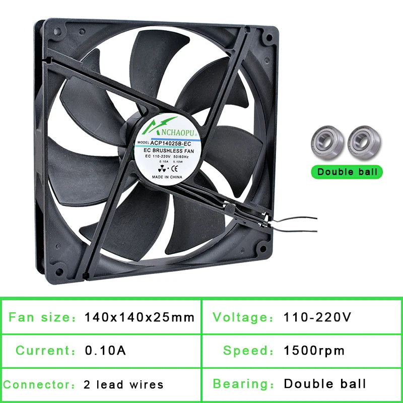 60mm 70mm 80mm 92mm 120mm 140mm Fan EC Brushless Cooling Fan AC 110V 120V 220V 240V for Cabinet Frequency Converter