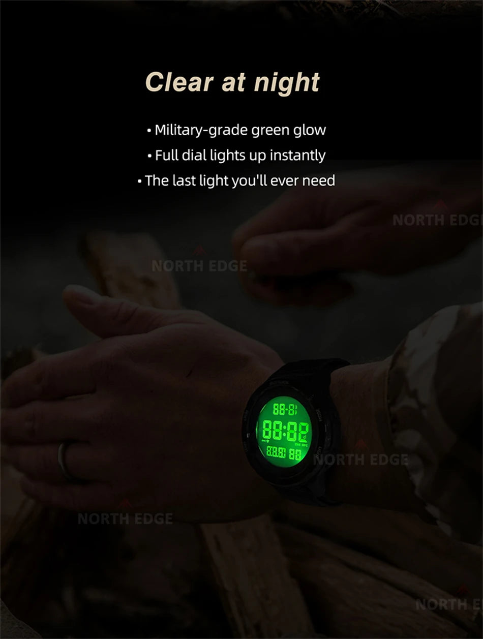 NORTH EDGE 2026 TERRAX Herrenuhr Digitaluhr Outdoor-Sport Schwimmen Wasserdicht 50M Stoppuhr Countdown Elektronische Uhr Für Herren