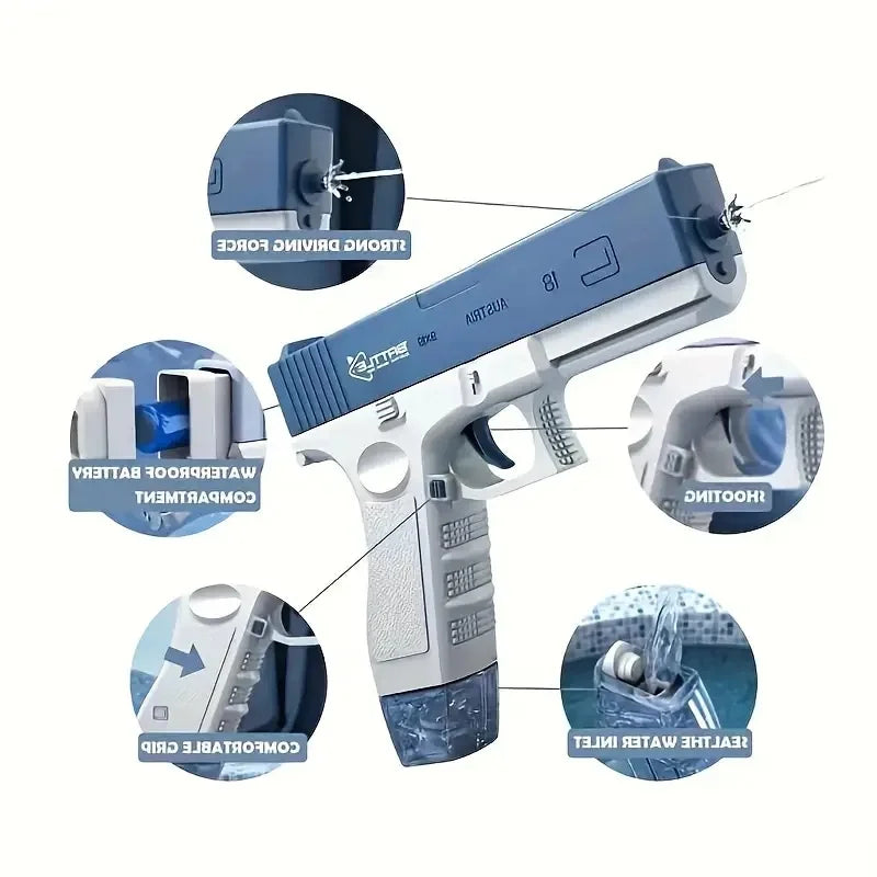 Pistola de agua eléctrica recargable de ráfaga para niños