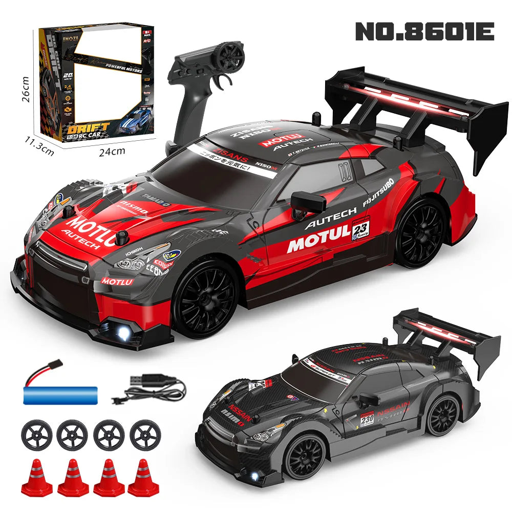 1:24 High Speed RC Drift Vehicle Cars Mustang 4WD Remote Control Racing Car Gift Competition Race Car Boys Toy Replaceable Tire