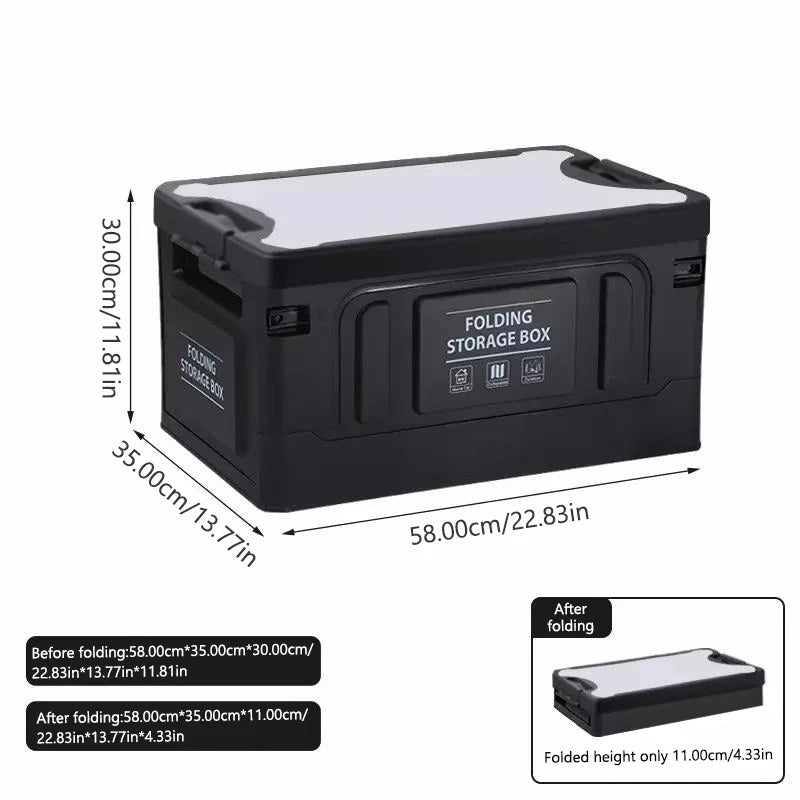 SEAMETAL Large-Capacity Foldable Storage Box for Car Trunk Organizer 61L Large-Bearing Thicken Storage Box for Camping/Fishing