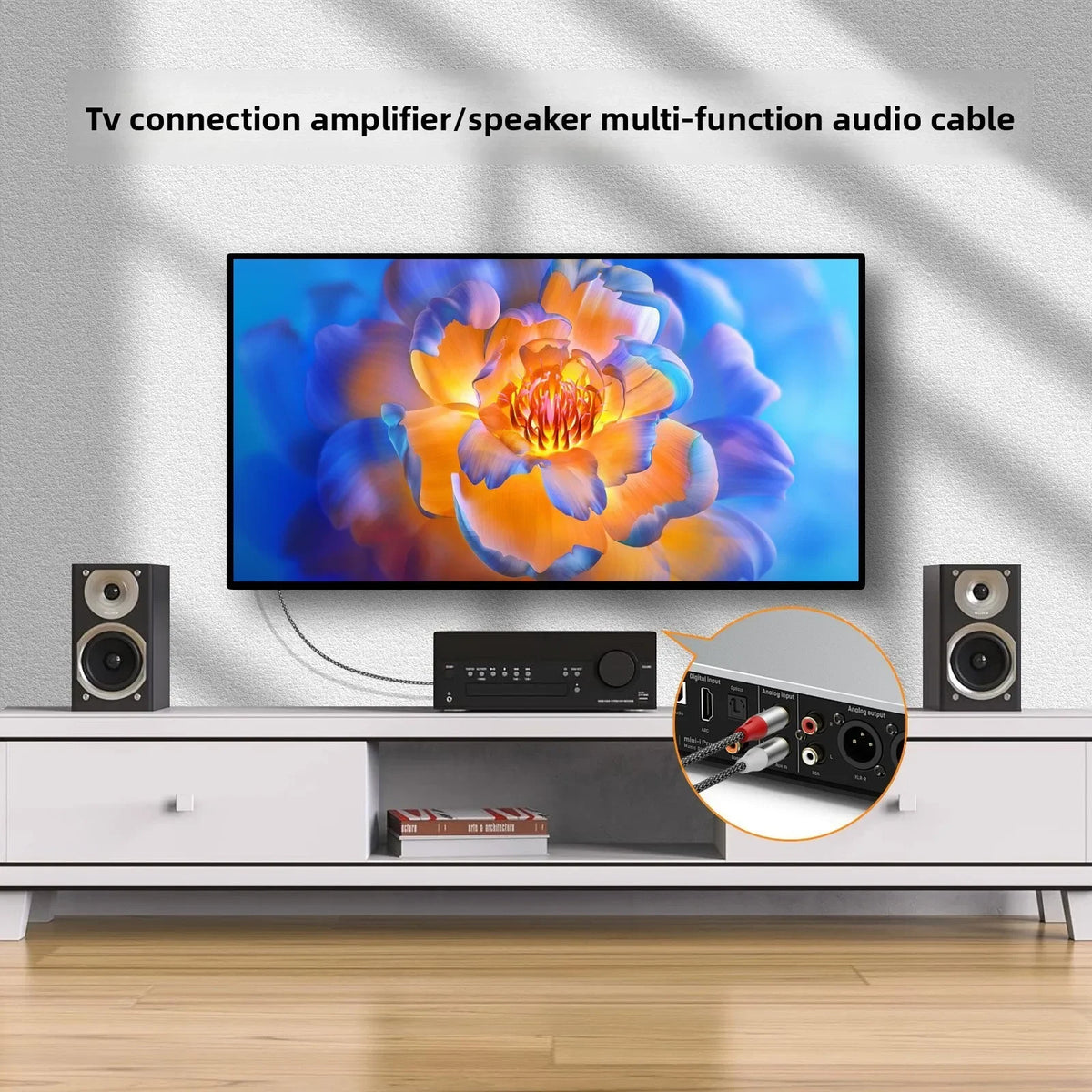 Conjunto de cabos de áudio RCA estéreo