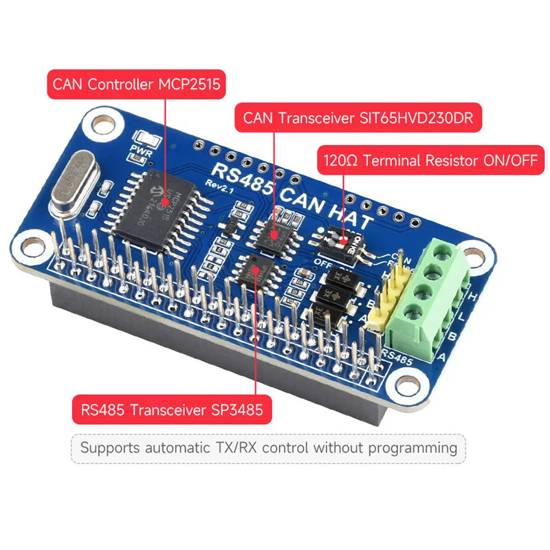 Raspberry Pi RS485- og CAN-HAT med MCP2515