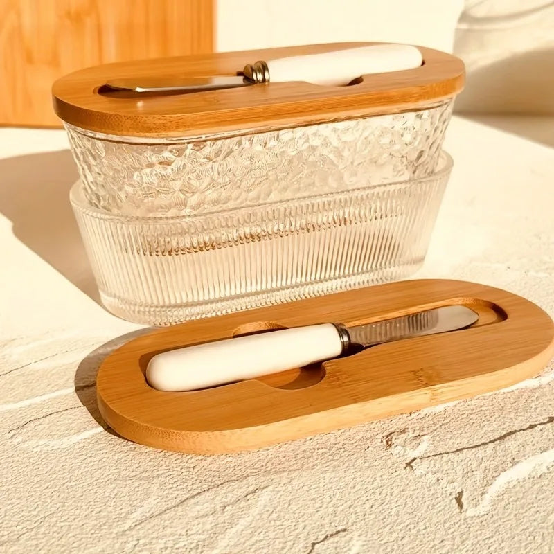 Glass Butter Dish Set with Sealed Lid