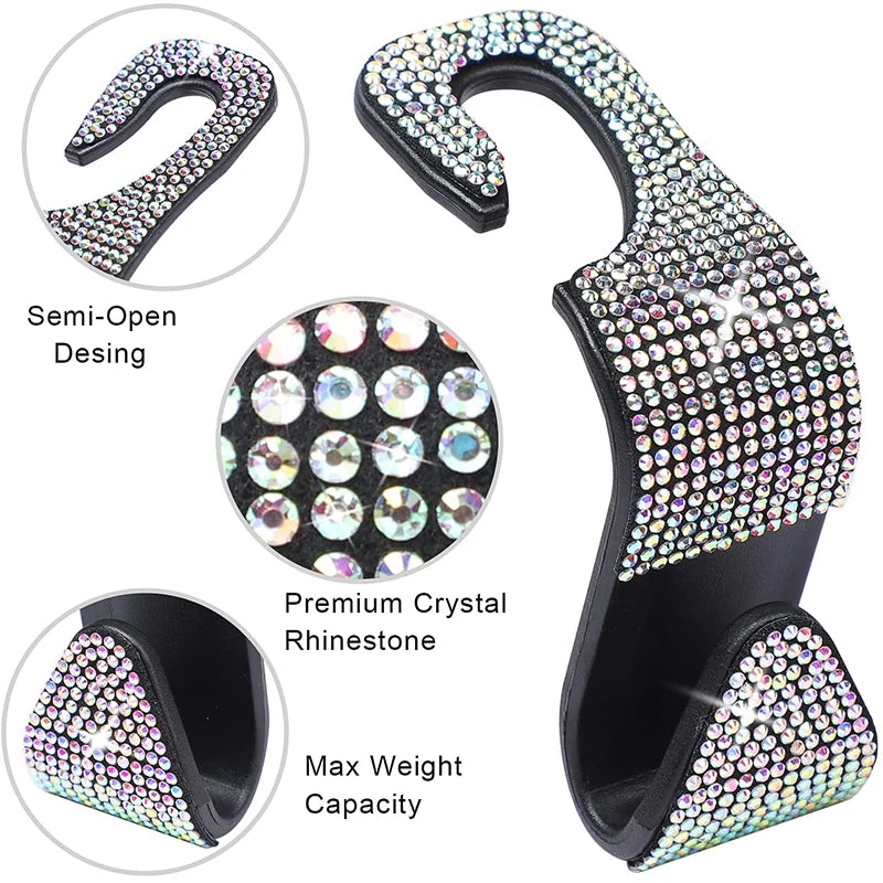 Rhinestone Car Seat Back Hook Hanger for Daily Vehicle Storage
