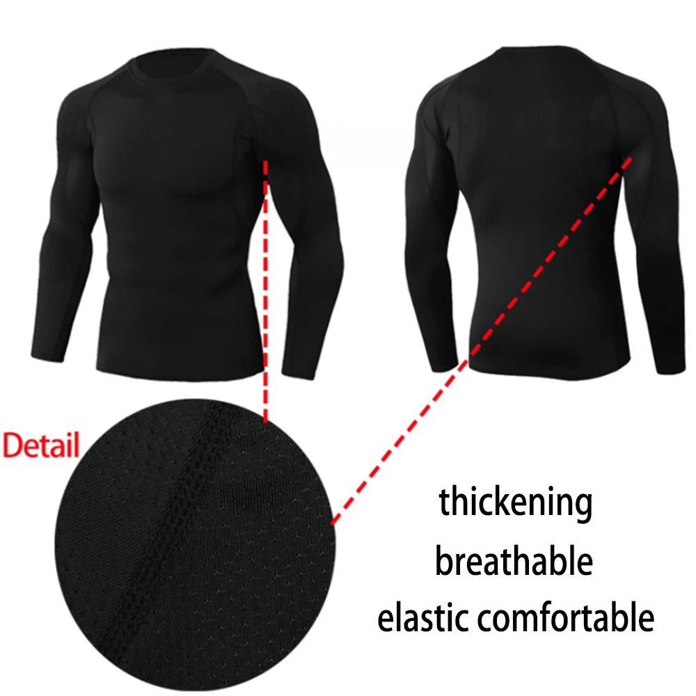 Winter Man Compression Shirt Cycling Clothing Warmth Shirt Warm Bottoming Shirt Men Compression T-Shirt Gym Sportswear 2024 New - Spy-shop.com