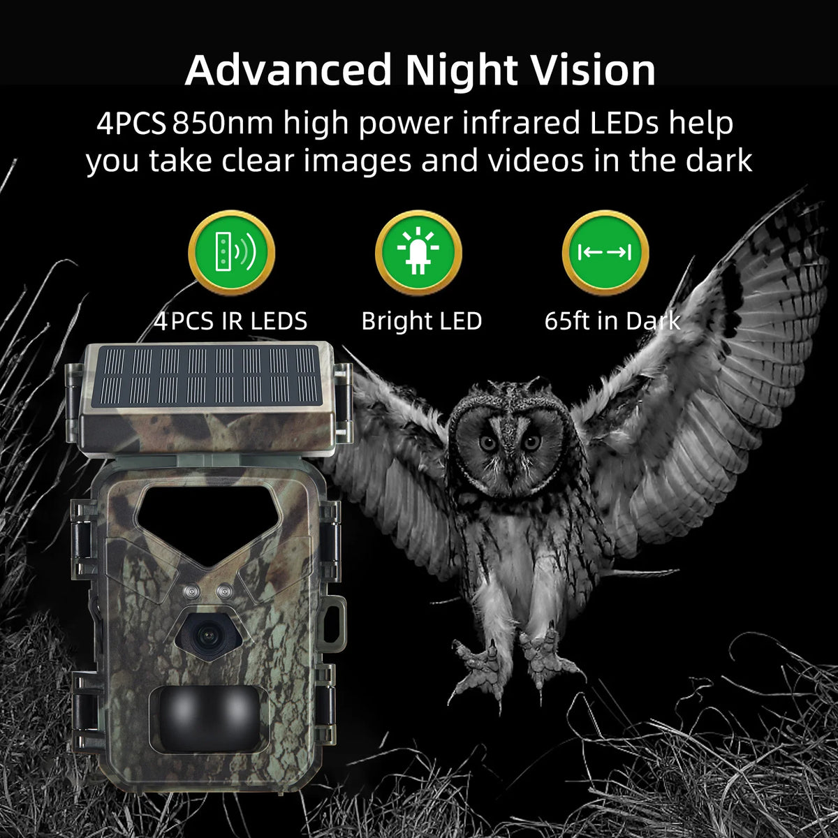Mini Solar Trail Camera, 20MP 1080P Night Vision IP65 Waterproof, 0.5s Trigger Deer Scouting Wildlife Monitoring Outdoor - Spy-shop.com