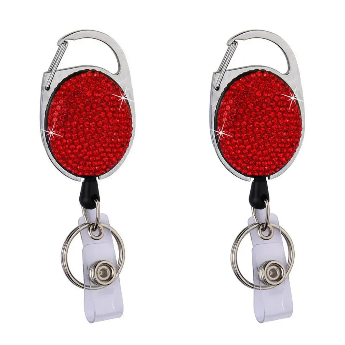 Retractable Crystal ID Badge Reel Keychain