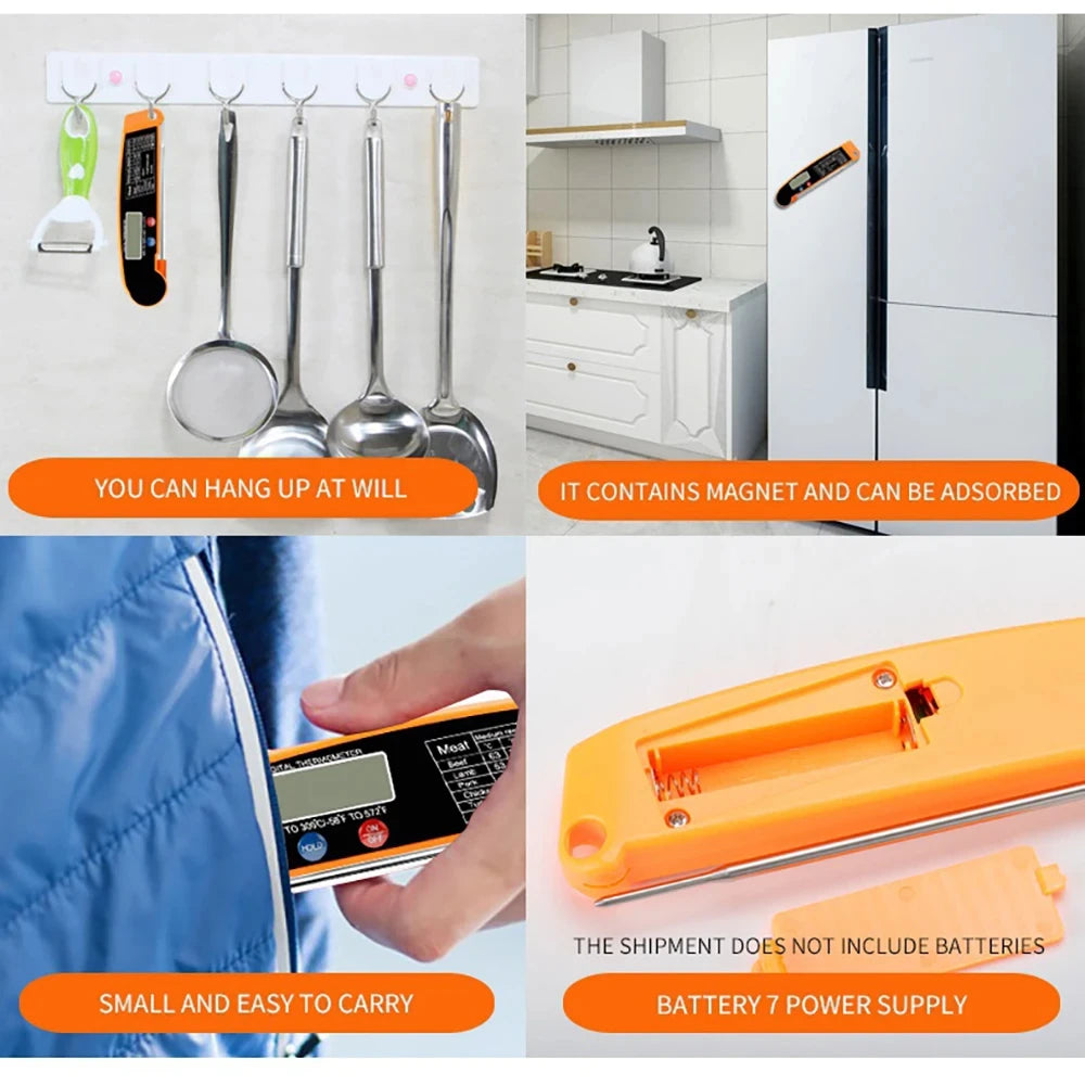 Folding Digital Food Thermometer with Hold Function