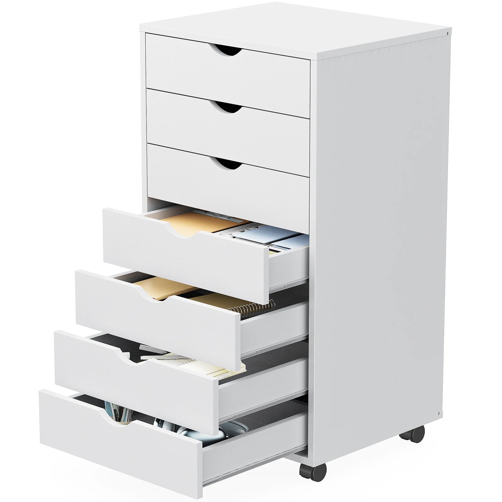 7 Drawer Rolling Storage Cabinet with Wheels Wooden Chest Organizer