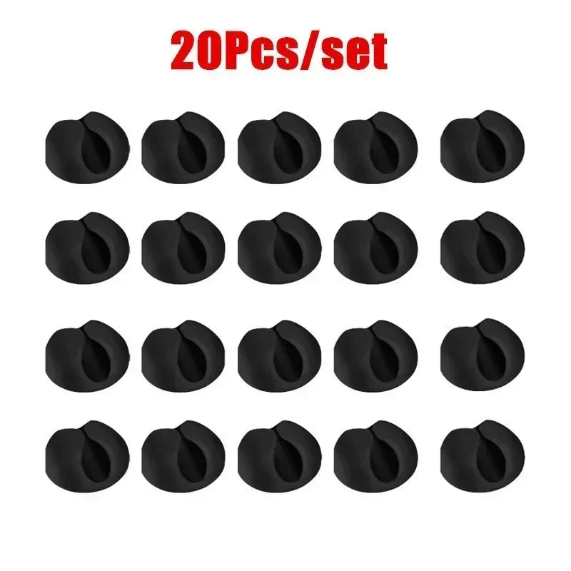 10/20Pcs Cable Clips Winder Silicone Cable Organizer Desktop Wire Storage Charger Cord Holder for Car USB Charging Tablet Wire