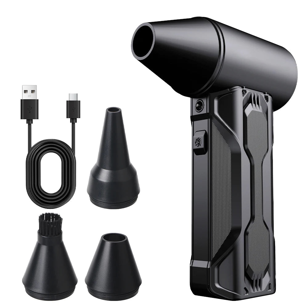 Type-C Charging Car Fan Cleaning Blower Tool 130000RPM Turbo Jet Fan 5 Outlet Nozzles Blowing Snow Electric Air Duster Portable