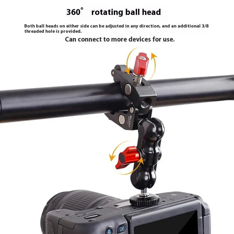Camera Super Clamp with Double Ball-Head Arm
