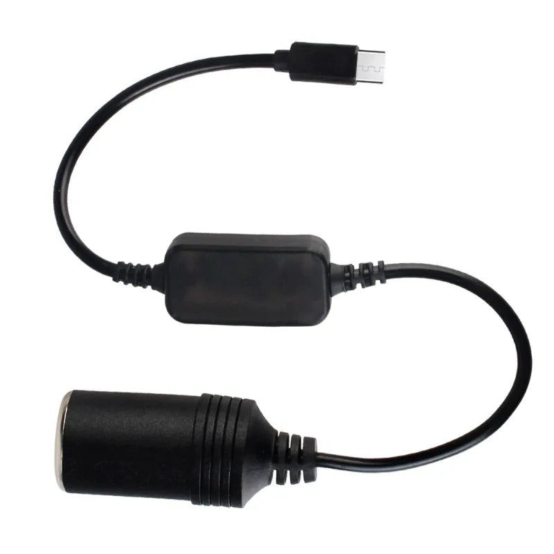 5V To 12V Converter Cable Extender USB Type C Chargers To Cigarette Lighter Socket Power Adapter Electronics Car Accessories