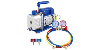 Vacuum Pump with Gauges for AC Refrigerant and HVAC Systems