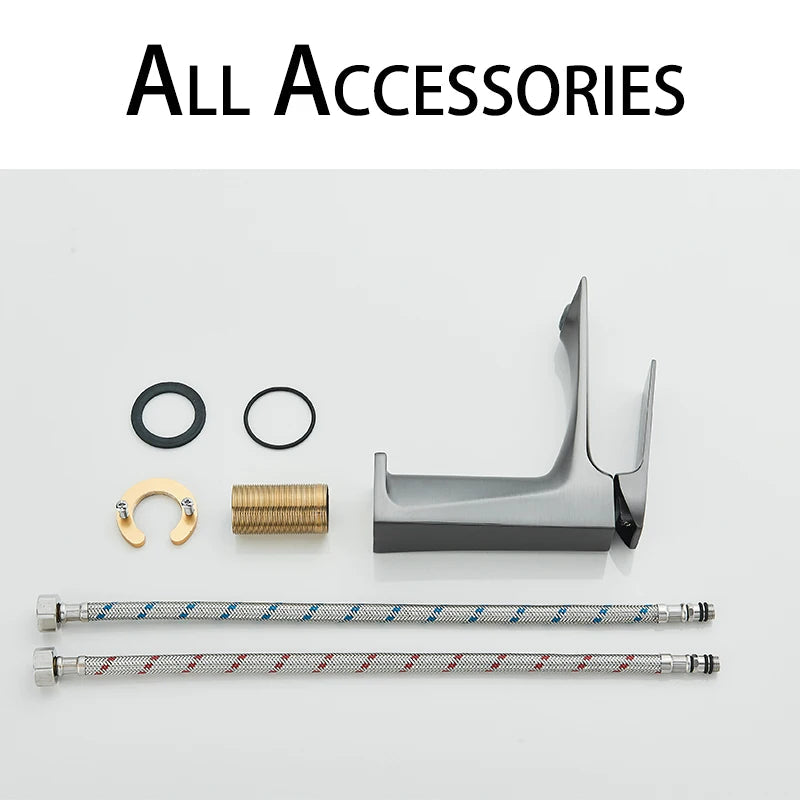 Gun Grey Modern Bathroom Sink Faucet Single Handle Deck Mounted Wash Basin Water Tap Hot And Cold Mixer